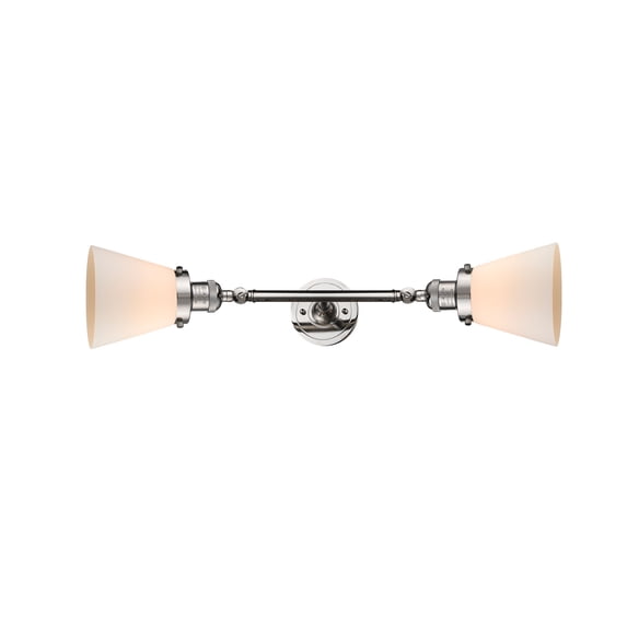 208L-PN-G61-LED-Innovations Lighting-Small Cone-7W 2 LED Bath Vanity in Industrial Style-6.25 Inches Wide by 23 Inches High Polished Nickel Finish