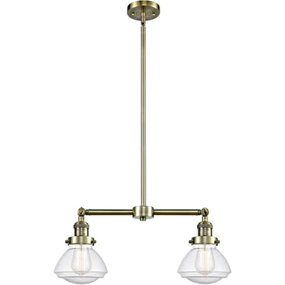 Innovations 209-AB-G324-LED Olean 2 Light Chandelier part of the Franklin Restoration Collection, Antique Brass