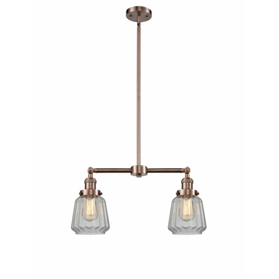 209-AC-G142-LED-Innovations Lighting-Chatham-7W 2 LED Chandelier in Art Deco Style-21 Inches Wide by 10 Inches High Antique Copper Finish with Clear