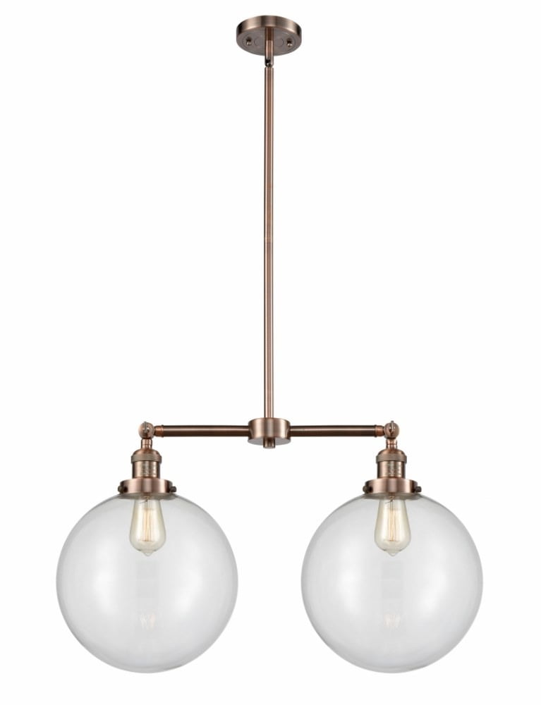 209-AC-G202-12-Innovations Lighting-XX-Large Beacon-2 Light Chandelier in Traditional Style-27 Inches Wide by 16 Inches High   Antique Copper Finish