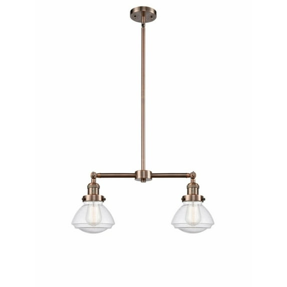 Innovations 209-AC-G324-LED Olean 2 Light Chandelier part of the Franklin Restoration Collection, Antique Copper