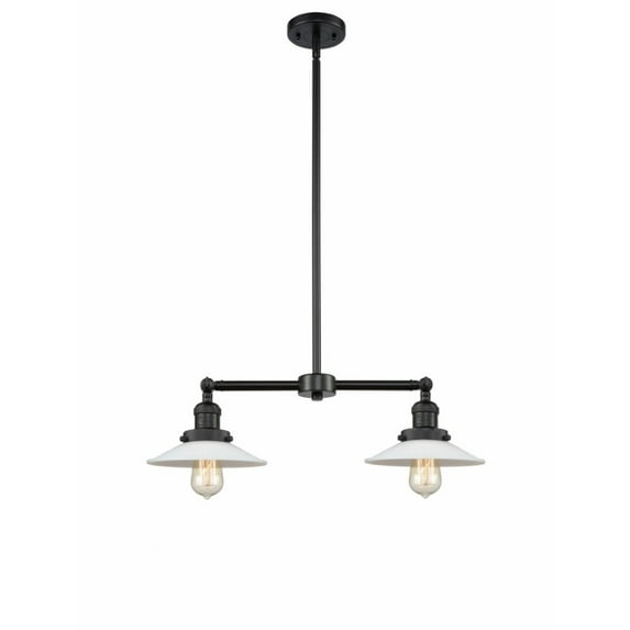 Innovations 209-BK-G1-LED Halophane 2 Light Chandelier part of the Franklin Restoration Collection, Matte Black