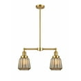 thumbnail image 1 of Innovations 209-SG-G146 Chatham 2 Light Chandelier part of the Franklin Restoration Collection, Satin Gold, 1 of 1
