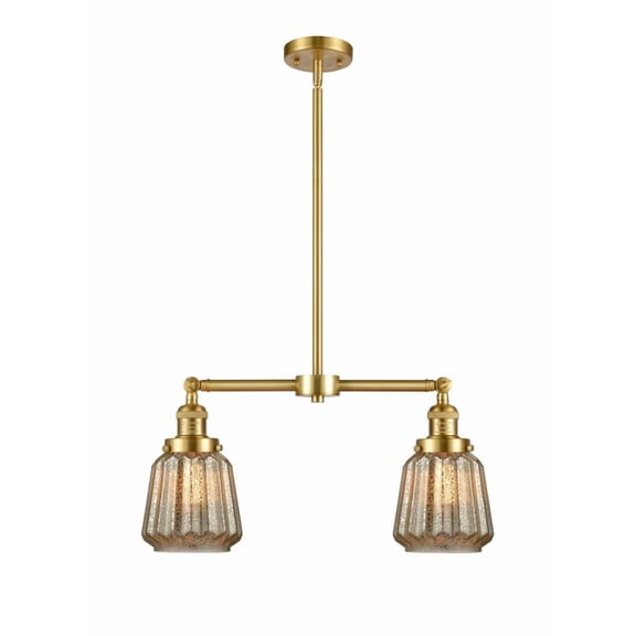 209-SG-G146-Innovations Lighting-Chatham-2 Light Chandelier in Art Deco Style-21 Inches Wide by 10 Inches High Satin Gold Finish with Mercury Glass