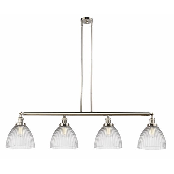 214-PN-G222-LED-Innovations Lighting-Seneca Falls - 51 Inch 14W 4 LED Island   Polished Nickel Finish with Clear Halophane Glass