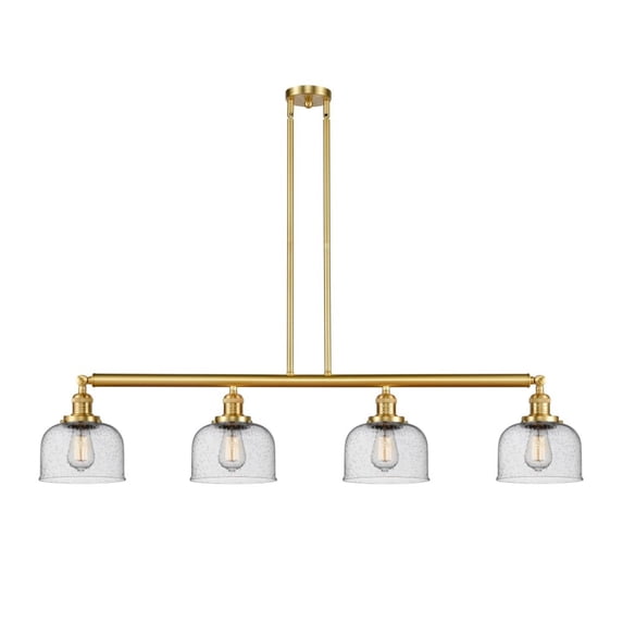 Innovations 214-SG-G74-LED Large Bell 4 Light Island Light part of the Franklin Restoration Collection, Satin Gold