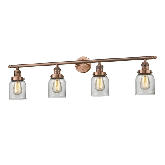215-AC-G52-LED-Innovations Lighting-Small Bell-14W 4 LED Bath Vanity in Traditional Style-42 Inches Wide by 9.75 Inches High Antique Copper Finish