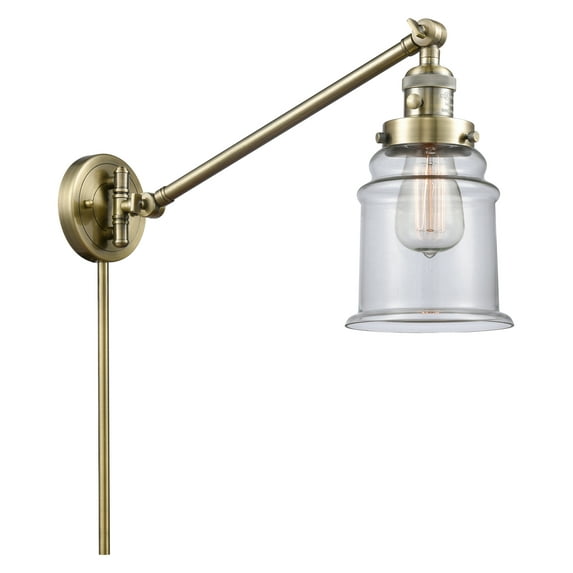 Innovations 237-AB-G182-LED Canton 1 Light Swing Arm part of the Franklin Restoration Collection, Antique Brass