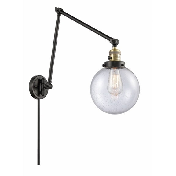 238-BAB-G204-8-Innovations Lighting-Large Beacon-1 Light Swing Arm Wall Mount in Industrial Style-8 Inches Wide by 30 Inches High   Black Antique