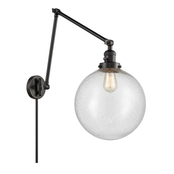 238-BK-G204-12-Innovations Lighting-XX-Large Beacon-1 Light Swing Arm Wall Mount in Industrial Style-12 Inches Wide by 34 Inches High   Matte Black