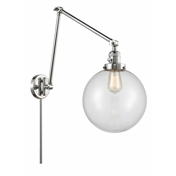 238-PC-G202-10-Innovations Lighting-Extra Large Beacon-1 Light Swing Arm Wall Mount in Industrial Style-10 Inches Wide by 32 Inches High   Polished