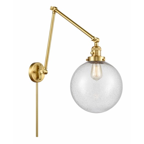 238-SG-G204-10-Innovations Lighting-Extra Large Beacon-1 Light Swing Arm Wall Mount in Industrial Style-10 Inches Wide by 32 Inches High   Satin Gold