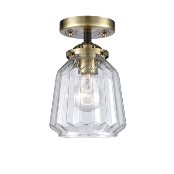 284-1C-BAB-G142-LED-Innovations Lighting-Chatham-3.5W 1 LED Semi-Flush Mount in Art Deco Style-6 Inches Wide by 8.13 Inches High Black Antique Brass