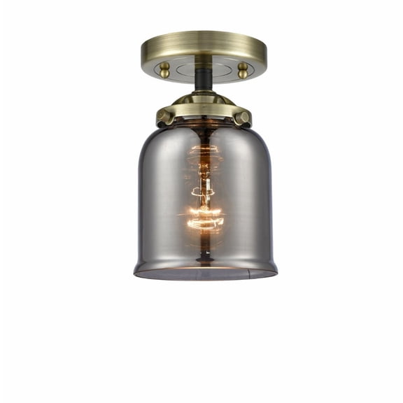 284-1C-BAB-G53-LED-Innovations Lighting-Small Bell-3.5W 1 LED Semi-Flush Mount in Industrial Style-5 Inches Wide by 8.13 Inches High Black Antique