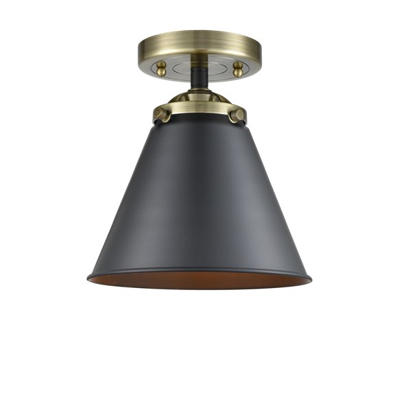 Innovations 284-1C-BAB-M13-BK-LED Transitional One Light Semi-Flush Mount from Nouveau collection in Two-Tone finish,