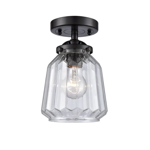 284-1C-OB-G142-LED-Innovations Lighting-Chatham-3.5W 1 LED Semi-Flush Mount in Art Deco Style-6 Inches Wide by 8.13 Inches High Oil Rubbed Bronze