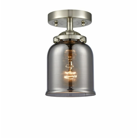 284-1C-SN-G53-LED-Innovations Lighting-Small Bell-3.5W 1 LED Semi-Flush Mount in Industrial Style-5 Inches Wide by 8.13 Inches High Brushed Satin