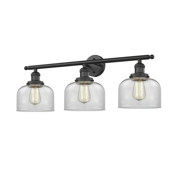 Innovations 3-LT LED Large Bell 32" Bathroom Fixture - Matte Black - 205-BK-G72-LED
