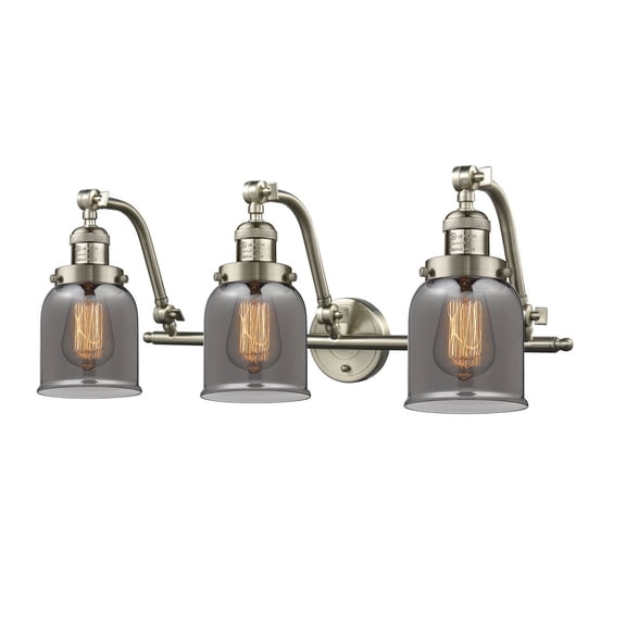 Innovations 3-LT LED Small Bell 28" Bathroom Fixture - Brushed Satin Nickel - 515-3W-SN-G53-LED
