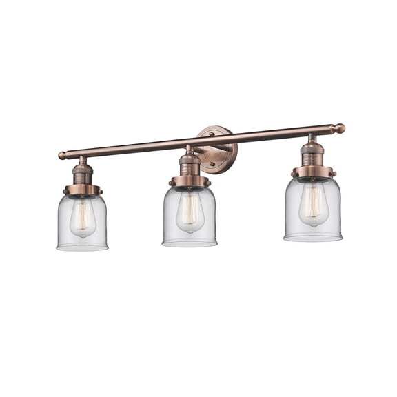 Innovations 3-LT LED Small Bell 30" Bathroom Fixture - Antique Copper - 205-AC-G52-LED