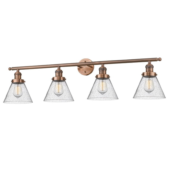 Innovations 4-LT LED Large Cone 43.75" Bathroom Fixture - Antique Copper - 215-AC-G44-LED