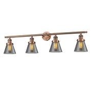 Innovations 4-LT LED Small Cone 42.25 Bathroom Fixture - Antique Copper - 215-AC-G63-LED