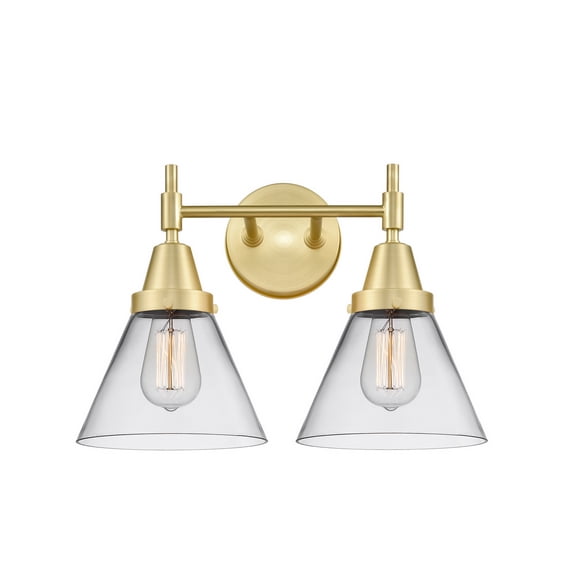 447-2W-SB-G42-Innovations Lighting-Caden-2 Light Bath Vanity in Retro Style-17 Inches Wide by 11.38 Inches High Satin Brass Finish with Seedy Glass