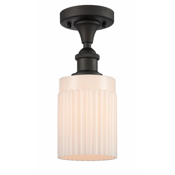 516-1C-OB-G341-LED-Innovations Lighting-Hadley-3.5W 1 LED Semi-Flush Mount in Art Nouveau Style-4.5 Inches Wide by 13 Inches High Oil Rubbed Bronze