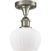 516-1C-SN-G91-LED-Innovations Lighting-Fenton-3.5W 1 LED Semi-Flush Mount in Art Nouveau Style-6.5 Inches Wide by 10 Inches High Brushed Satin