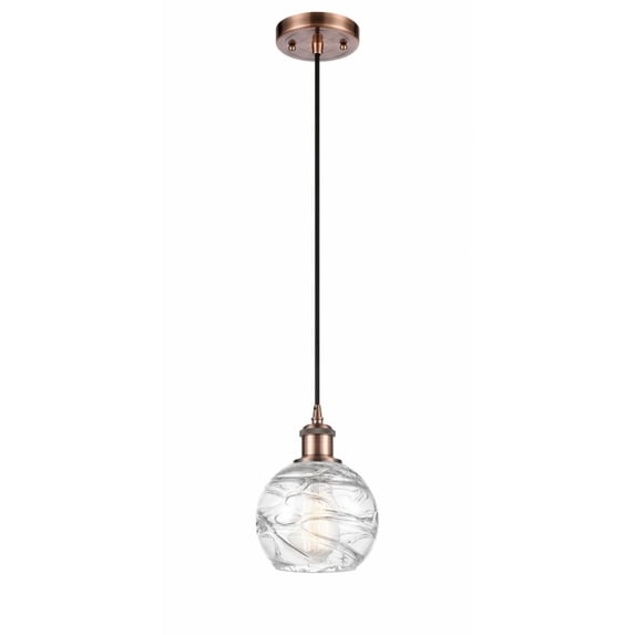 516-1P-AC-G1213-6-LED-Innovations Lighting-Athens Deco Swirl - 3.5W 1 LED Cord Hung Mini Pendant In Industrial Style-8 Inches Tall and 6 Inches Wide