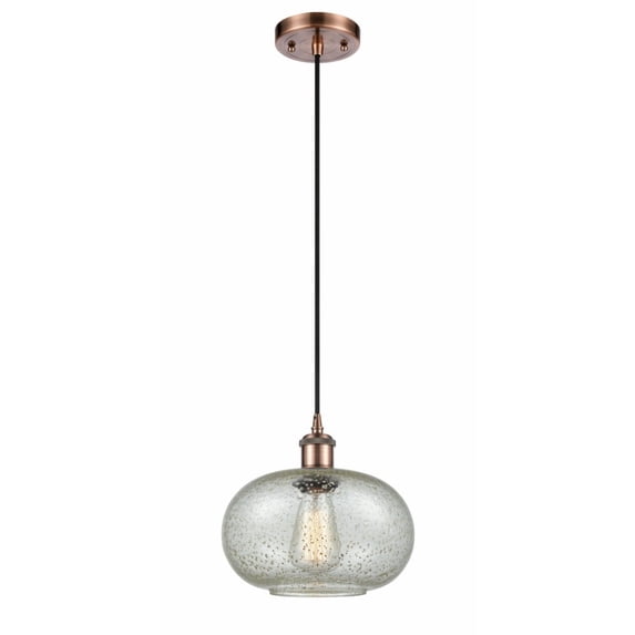 516-1P-AC-G249-Innovations Lighting-Gorham-1 Light Mini Pendant in Industrial Style-9.5 Inches Wide by 11 Inches High Antique Copper Finish with