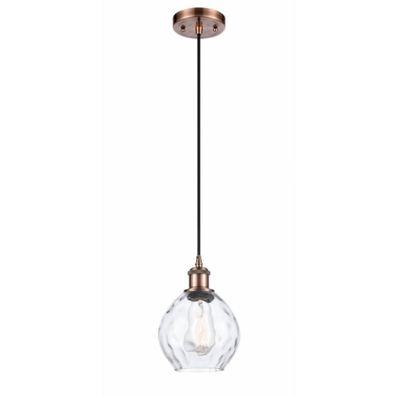 516-1P-AC-G362-LED-Innovations Lighting-Small Waverly-3.5W 1 LED Mini Pendant in Industrial Style-6 Inches Wide by 9 Inches High   Antique Copper