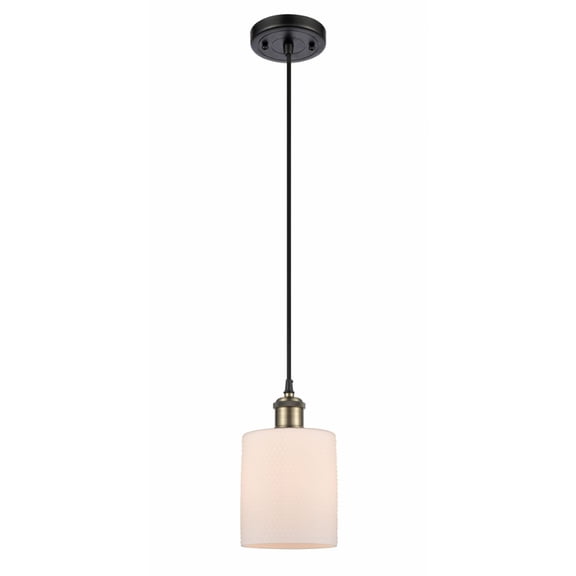 516-1P-BAB-G111-Innovations Lighting-Cobbleskill-1 Light Mini Pendant in Art Nouveau Style-5 Inches Wide by 8 Inches High   Black Antique Brass Finish