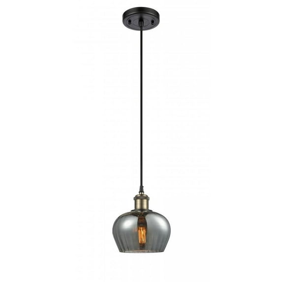 516-1P-BAB-G93-LED-Innovations Lighting-Fenton-3.5W 1 LED Mini Pendant in Art Nouveau Style-6.5 Inches Wide by 7.5 Inches High Black Antique Brass