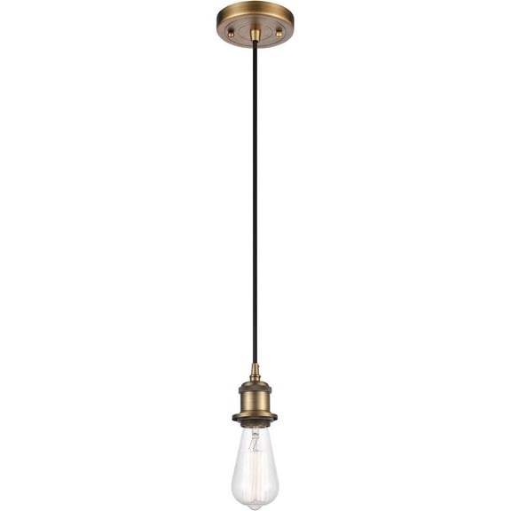 516-1P-BB Innovations Lighting Bare Bulb-1 Light Mini Pendant in Industrial Style-4.5 Inches Wide by 4 Inches High-Brushed Brass Finish