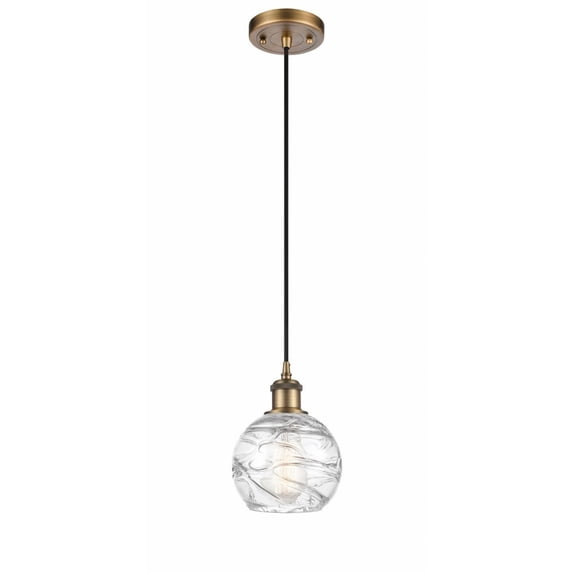 516-1P-BB-G1213-6-LED-Innovations Lighting-Athens Deco Swirl - 3.5W 1 LED Cord Hung Mini Pendant In Industrial Style-8 Inches Tall and 6 Inches Wide