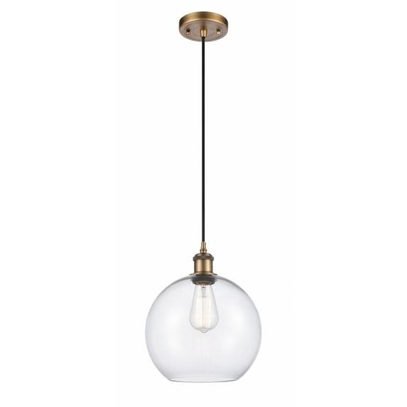 516-1P-BB-G122-10-LED-Innovations Lighting-Large Athens-3.5W 1 LED Mini Pendant in Industrial Style-10 Inches Wide by 13 Inches High Brushed Brass