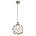 thumbnail image 1 of 516-1P-BB-G122-10RB Innovations Lighting Farmhouse Rope - 1 Light Cord Hung Mini Pendant In Industrial Style-13 Inches Tall and 10 Inches Wide-Brushed, 1 of 2