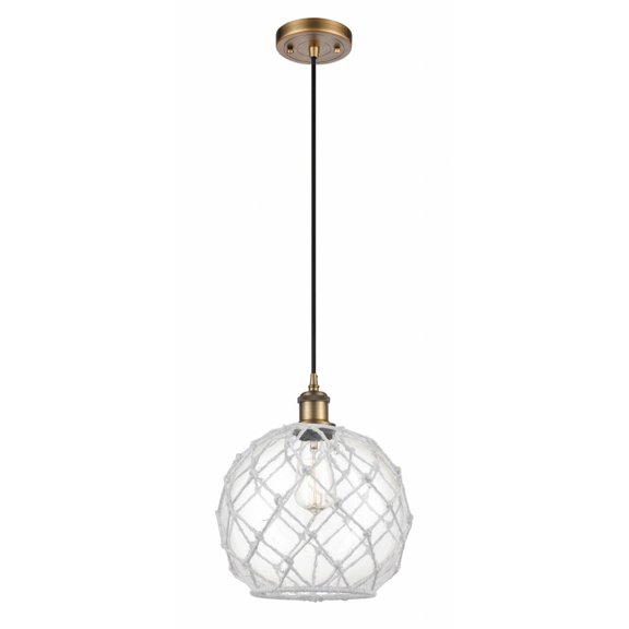 Innovations 516-1P-BB-G122-10RW Large Farmhouse Rope 1 Light Mini Pendant part of the Ballston Collection, Brushed Brass