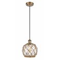 thumbnail image 1 of Innovations 516-1P-BB-G122-8RB Farmhouse Rope 1 Light Mini Pendant part of the Ballston Collection, Brushed Brass, 1 of 2