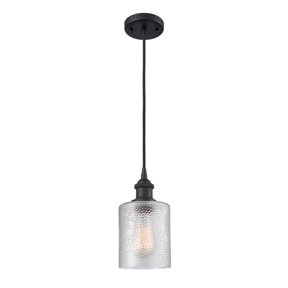 516-1P-BK-G112-LED-Innovations Lighting-Cobbleskill-3.5W 1 LED Mini Pendant in Art Nouveau Style-5 Inches Wide by 8 Inches High   Matte Black Finish
