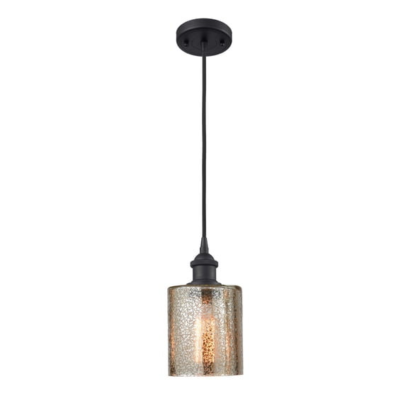 516-1P-BK-G116-LED-Innovations Lighting-Cobbleskill-1 Light Mini Pendant in Art Nouveau Style-5 Inches Wide by 8 Inches High Matte Black Mercury