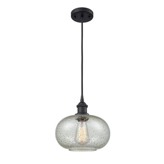 516-1P-BK-G249-LED-Innovations Lighting-Gorham-3.5W 1 LED Mini Pendant in Industrial Style-9.5 Inches Wide by 11 Inches High Matte Black Finish with