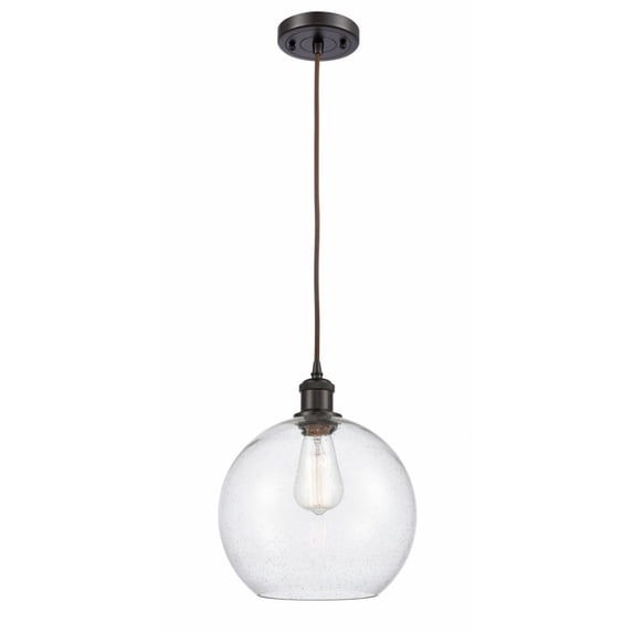 516-1P-OB-G124-10-LED-Innovations Lighting-Large Athens-3.5W 1 LED Mini Pendant in Industrial Style-10 Inches Wide by 13 Inches High Oil Rubbed