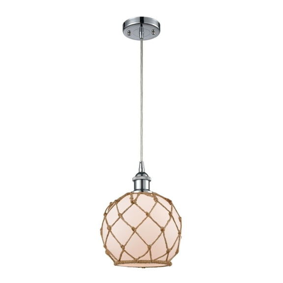 Innovations 516-1P-PC-G121-8RB-LED Farmhouse Rope 1 Light Mini Pendant part of the Ballston Collection, Polished Chrome
