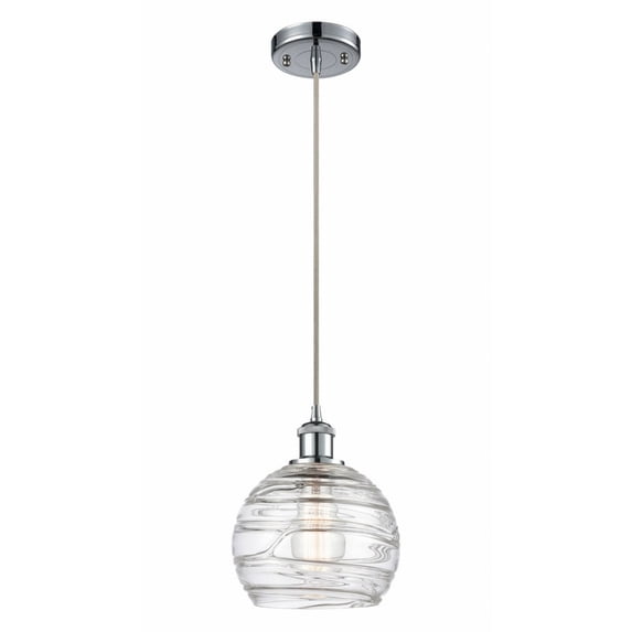 516-1P-PC-G1213-8-LED-Innovations Lighting-Athens Deco Swirl - 3.5W 1 LED Cord Hung Mini Pendant In Industrial Style-10 Inches Tall and 8 Inches Wide