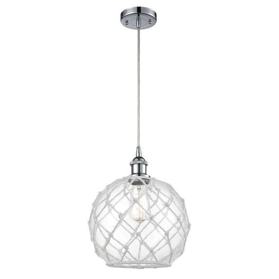 516-1P-PC-G122-10RW-LED-Innovations Lighting-Large Farmhouse Rope-3.5W 1 LED Mini Pendant in Industrial Style-10 Inches Wide by 13 Inches High