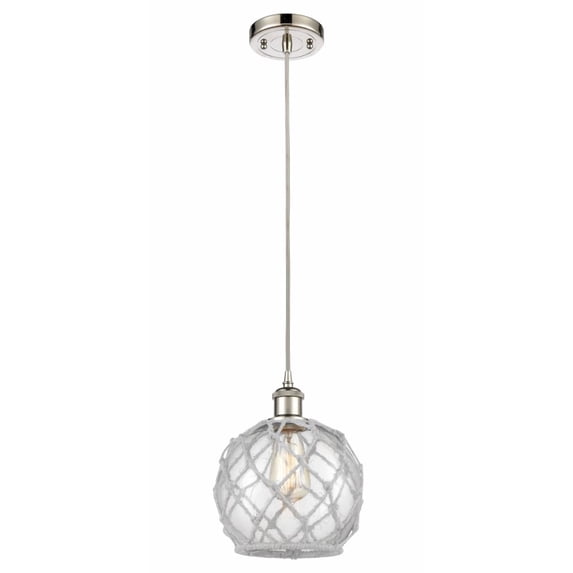 516-1P-PN-G122-8RW-LED-Innovations Lighting-Farmhouse Rope-3.5W 1 LED Mini Pendant in Industrial Style-8 Inches Wide by 10 Inches High