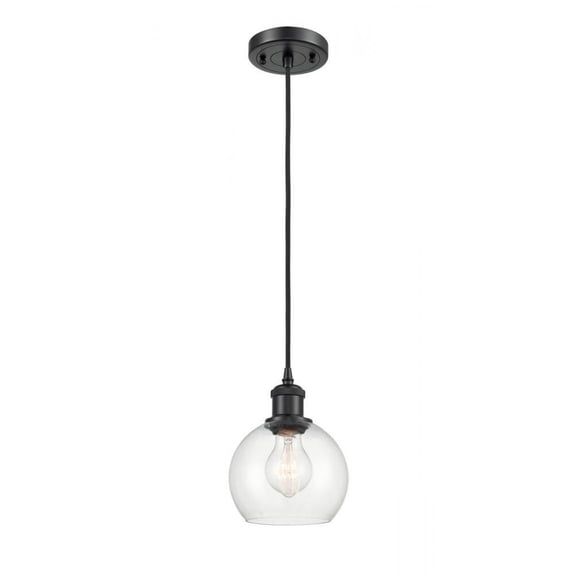 516-1P-PN-G124-LED-Innovations Lighting-Athens-3.5W 1 LED Mini Pendant in Industrial Style-8 Inches Wide by 10 Inches High Polished Nickel Finish