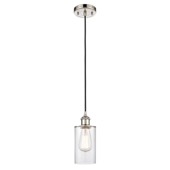 516-1P-PN-G802-LED-Innovations Lighting-Clymer - 3.5W 1 LED Cord Hung Mini Pendant In Art Deco Style-10 Inches Tall and 3.88 Inches Wide Polished